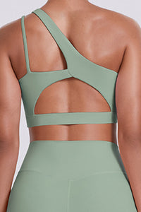 Women One-Shoulder Yoga Set: Naked-Feel High-Waisted Sculpting Leggings + Cross-Back Sports Bra
