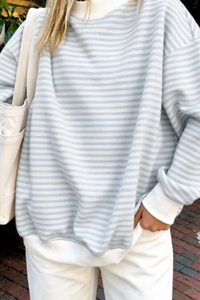 Women's Fall Southern Style Soft Striped Mock Neck Sweatshirt