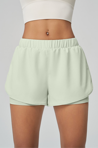Women's Quick-Dry Faux Two-Piece Athletic Shorts with Slit Pockets