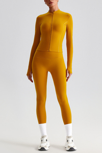 Women's Bare Feel Slim Fit Stand Callor Jacket & Leggings Yoga Set