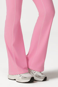 Women Naked Feel Yoga Set: Short Sleeve Top + Flared Pants