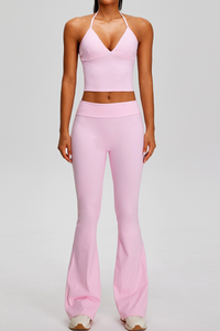 Women's Sets:Halter Tank Top And Pleated Flare Pants
