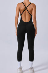 Women Cross Back Adjustable Straps Hip Lifting Exercise Yoga Bodysuit
