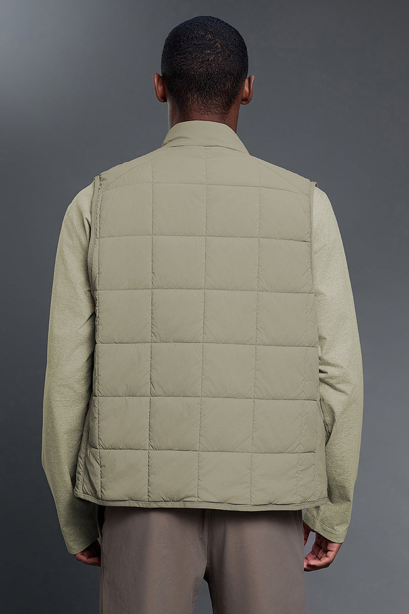 Men Lightweight Windproof Quilted Stand Collar Vest Jacket