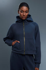 Women Fleece-Lined Zip-Up Hoodie Warm Loose Casual Sportswear