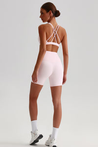 Women Outdoor Quick-Dry Naked Sensation Yoga Set: Cross-Back Slim-Fit Sports Bra + High-Waisted Sculpting Shorts