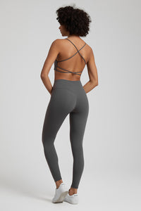 Cross Back Spaghetti Strap Bra + Leggings 2-Piece Set