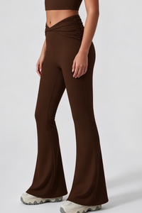 Women's Athletic Twist Front High-Stretch Yoga Flared Pants