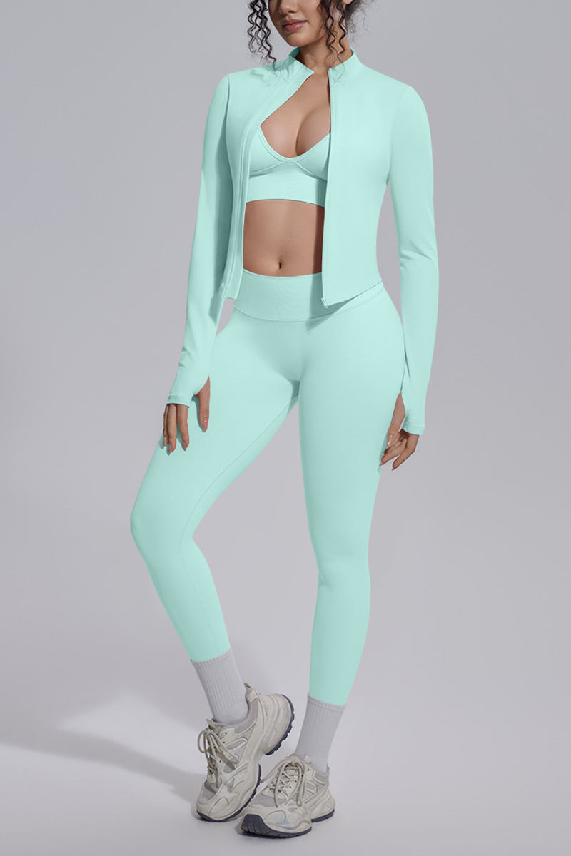 Women's Seamless Yoga Bra & Jacket & Leggings  3-Piece Set