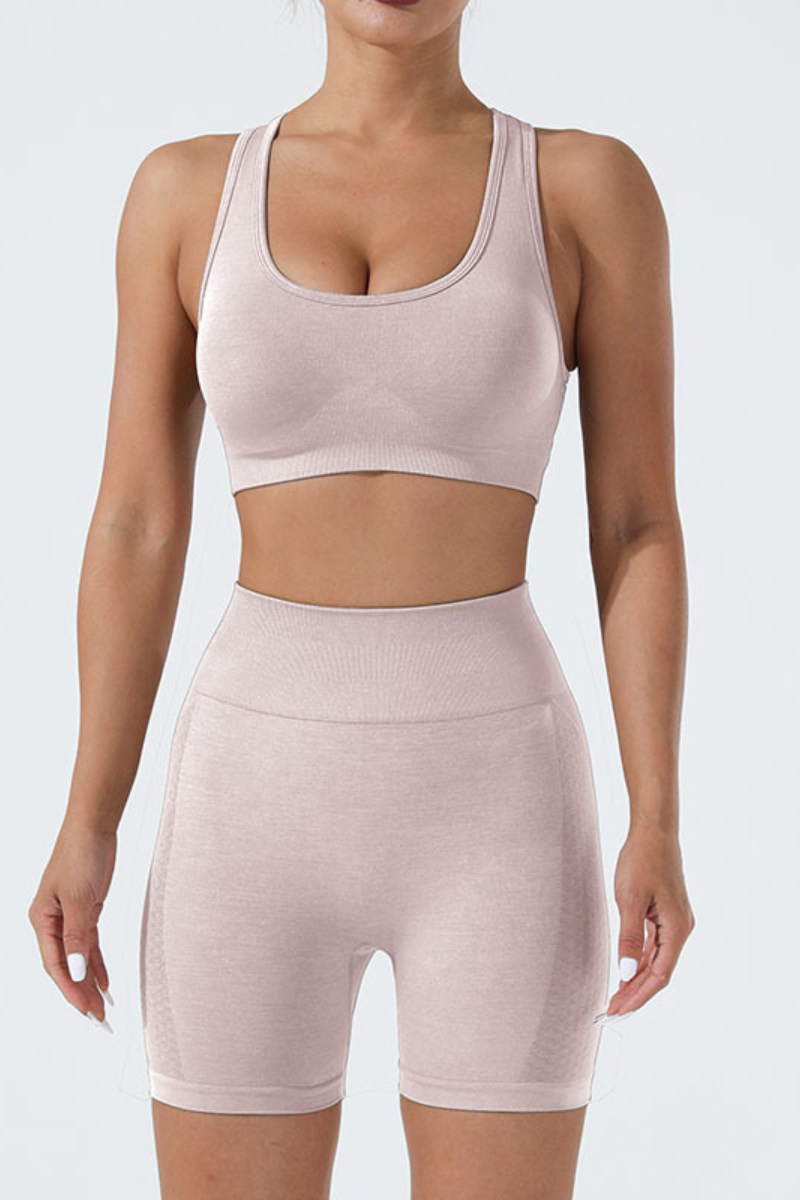 Women's Sports Seamless Set:U-neck Bra And Shorts
