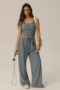 Women's Polka Dot Sets:Square Neck Tank Top & Wide Leg Pants