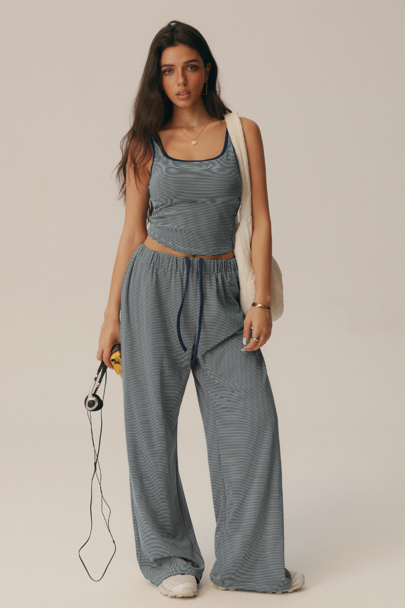 Women's Polka Dot Sets:Square Neck Tank Top & Wide Leg Pants