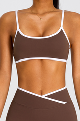 Women's Athletic Color-Block U-neck Adjustable Straps Bra
