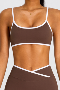 Women's Athletic Color-Block U-neck Adjustable Straps Bra