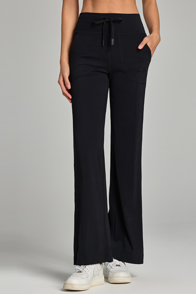 Women's Spring Drawstring Quick-Dry Pocket Straight Pants