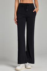 Women's Spring Drawstring Quick-Dry Pocket Straight Pants