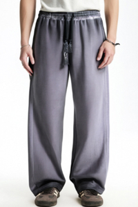 Unisex Fall 100% Cotton Washed Gradient Wide Leg Pants