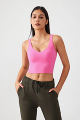 Women Fixed Bra Pads U-Back Nude Shape Fitness Yoga Exercise Vest