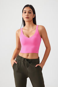 Women Fixed Bra Pads U-Back Nude Shape Fitness Yoga Exercise Vest