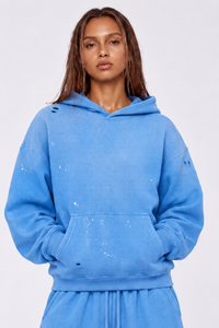 Women's Streetwear Washed Paint Splatter Waffle Hoodie