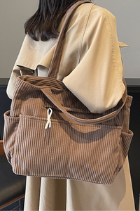 Women's Fall Vintage Corduroy Hand-Carry & Shoulder Tote Bag