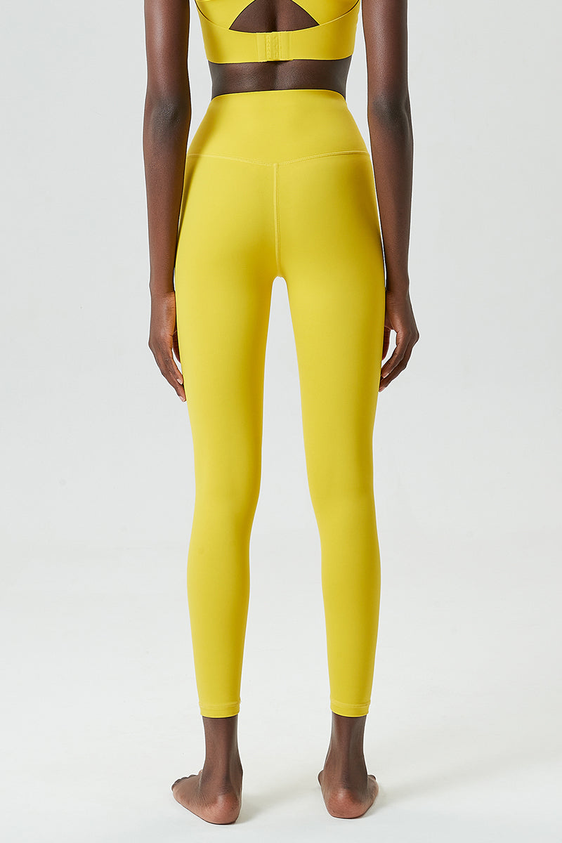 Solid high-waisted sports leggings