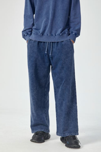 Unisex Fall 100% Cotton Vintage Wax Washed Wide Leg Pants