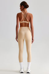 Women Brushed Cross-Back Slim-Fit Yoga Set: High-Waisted Butt-Lifting Outdoor Running Leggings + Round Neck Sports Bra