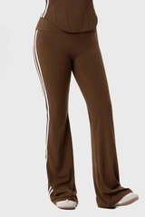 Plus Size Women's Color Block Side-Stripe Flared Yoga Pants