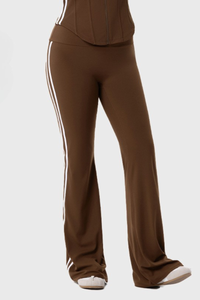 Plus Size Women's Color Block Side-Stripe Flared Yoga Pants