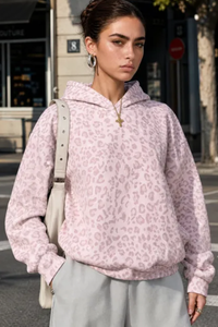 Women's Fall Leopard Print Coquette Style Hoodie