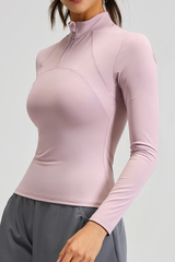 V-shaped mesh long-sleeved top