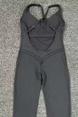 Women Cross Back Adjustable Straps Hip Lifting Exercise Yoga Bodysuit