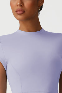 Women Seamless High Waisted Workout Set: Cropped Tee + Peach Lifting Shorts