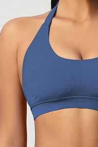 Women Halter Neck Yoga Set: High-Waisted Sculpting Shorts + Backless Sports Bra