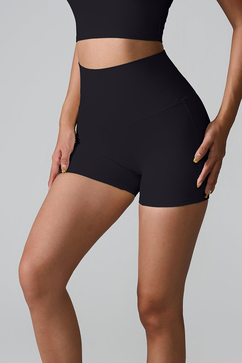 Women'S Rear Cross High Rise Hip Lift Quick-Drying Fitness Yoga Shorts