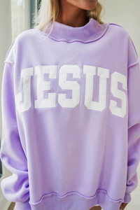 Women's Fall Applique Logo Oversized Mock Neck Sweatshirt