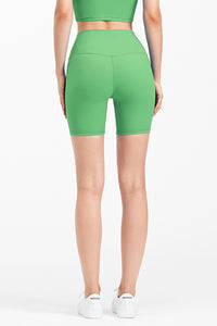 Solid High-Waisted Stretch Sports Shorts