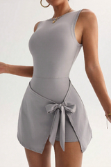 Women's Round Neck Tie-Strap Sleeveless Tennis Dress
