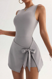 Women's Round Neck Tie-Strap Sleeveless Tennis Dress