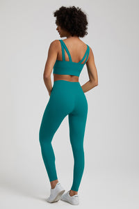 Double Strap Bra + 2-Piece Sports Leggings Set