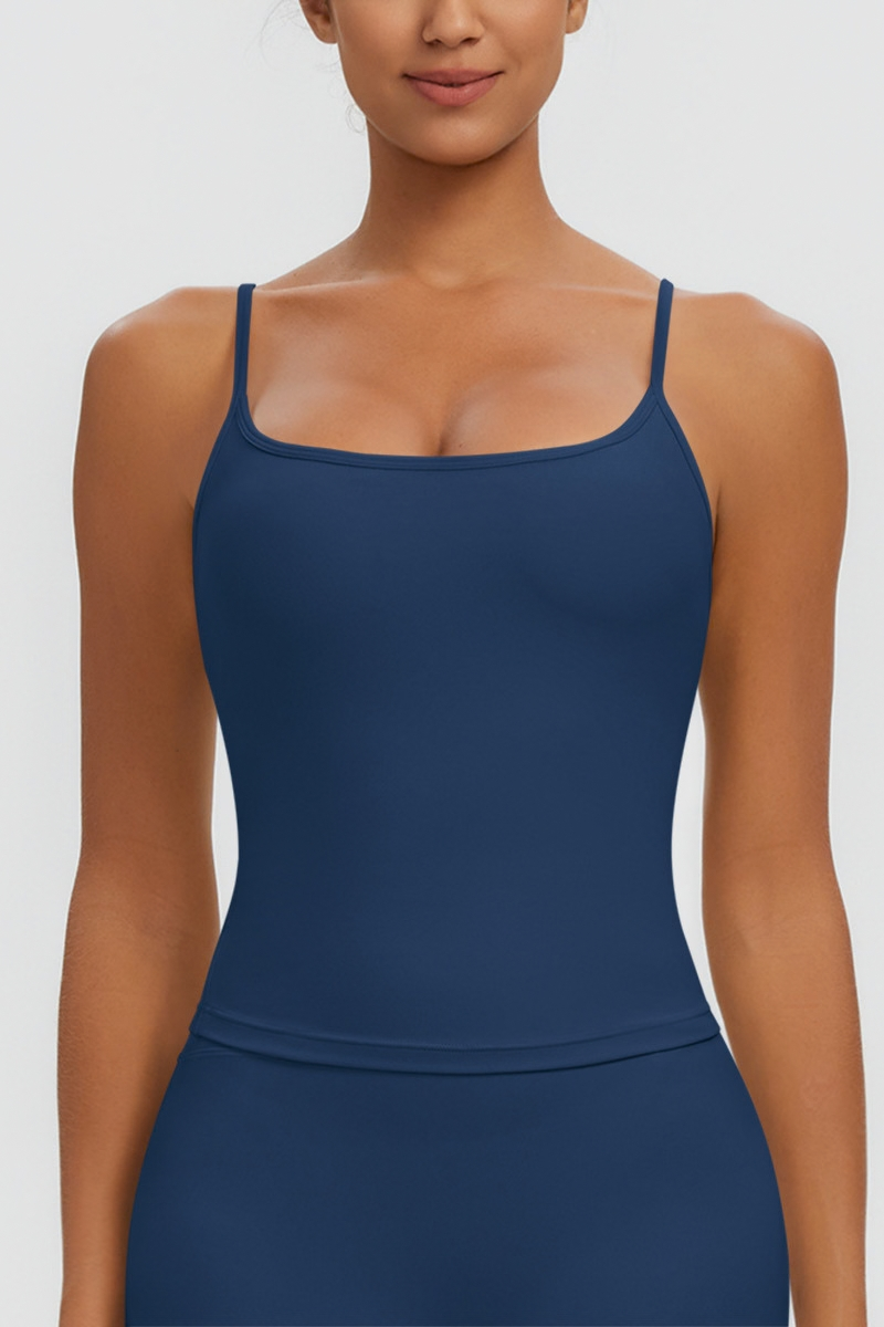 Women Square Neck Adjustable Thin Strap Workout Tank Top