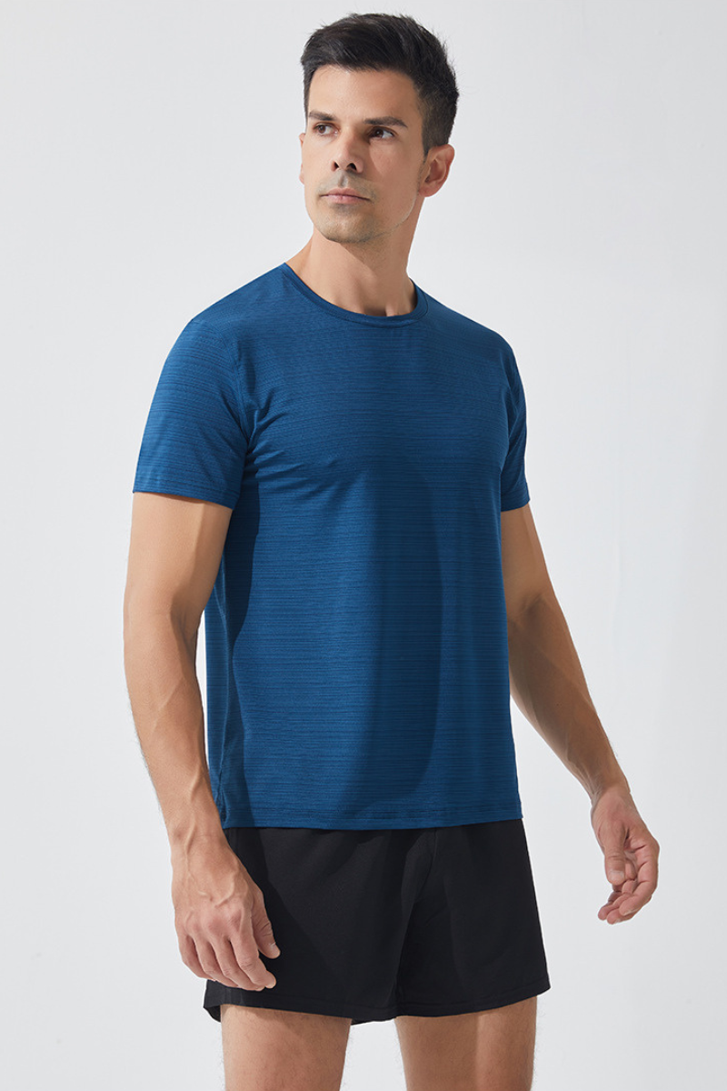 Men Stripe Quick Dry Athletic Short Sleeve T-Shirt