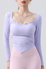 Women's Ruffle Square Neck Crisscross Back Pilates Top