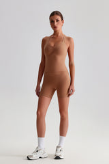 Women Solid Naked Sensation Yoga Set: High-Waisted Sculpting Shorts + Crisscross Back Support Bra