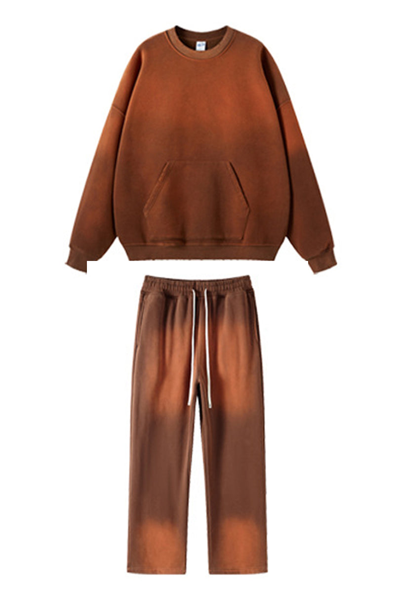 Unisex spray-dyed crew neck tracksuit