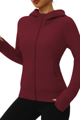 Women's hight strech full-zip hooded sports jacket.