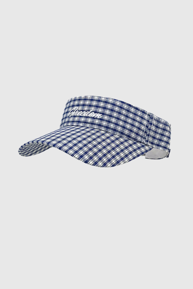 Athletic Plaid Embroidered Sun Visor Vintage  Empty Top Cap