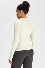 Women Modal Henley Collar Button Down Slim Fit Long Sleeve Yoga Top