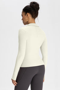 Women Modal Henley Collar Button Down Slim Fit Long Sleeve Yoga Top